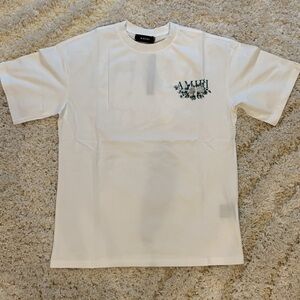 Amiri Flower Orchard Logo Blue & White T-Shirt Mens Size Small